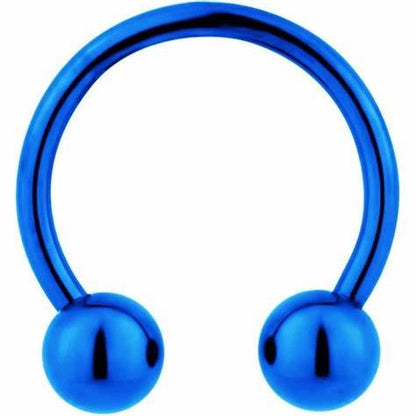 Blue Plated 2 x 16g 8mm Horseshoe Septum Ear Piercing Nose Ring Bar Curved - Pierced n Proud