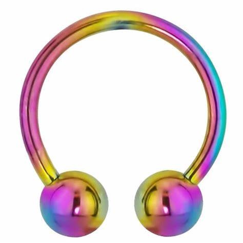 Rainbow 1 x 16g 6mm Horseshoe Septum Ear Piercing Nose Ring Bar Curved - Pierced n Proud